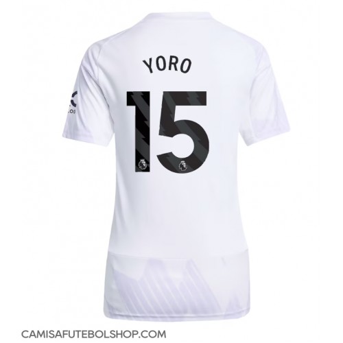 Camisa de time de futebol Manchester United Leny Yoro #15 Replicas 2º Equipamento Feminina 2025-26 Manga Curta